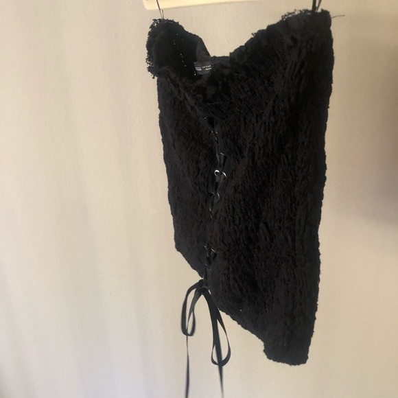 Zara Corset Lace Up Bodice Tube Top in Black L - Picture 8 of 9